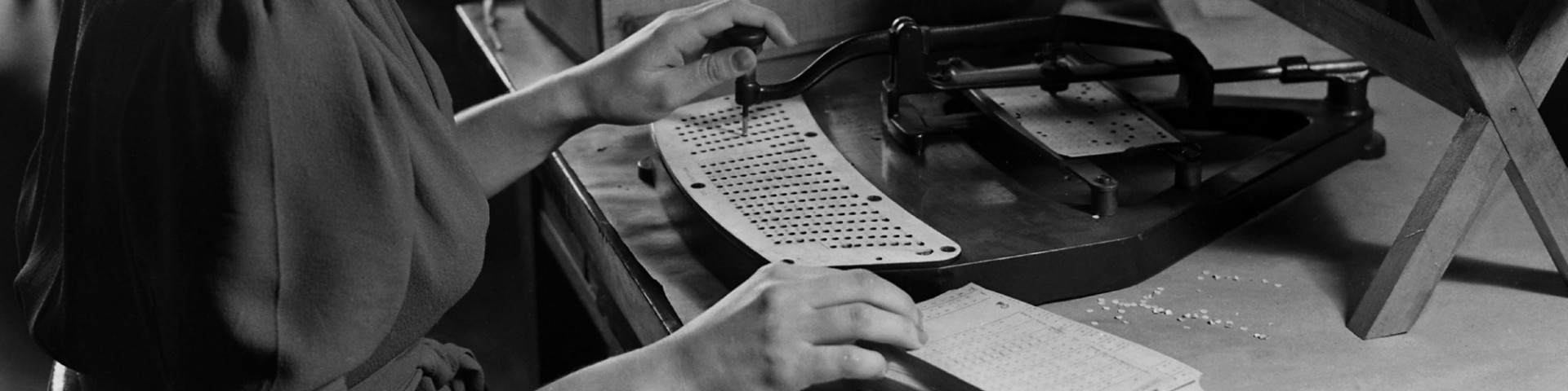 Bureaucracy, punch card machine operated by woman