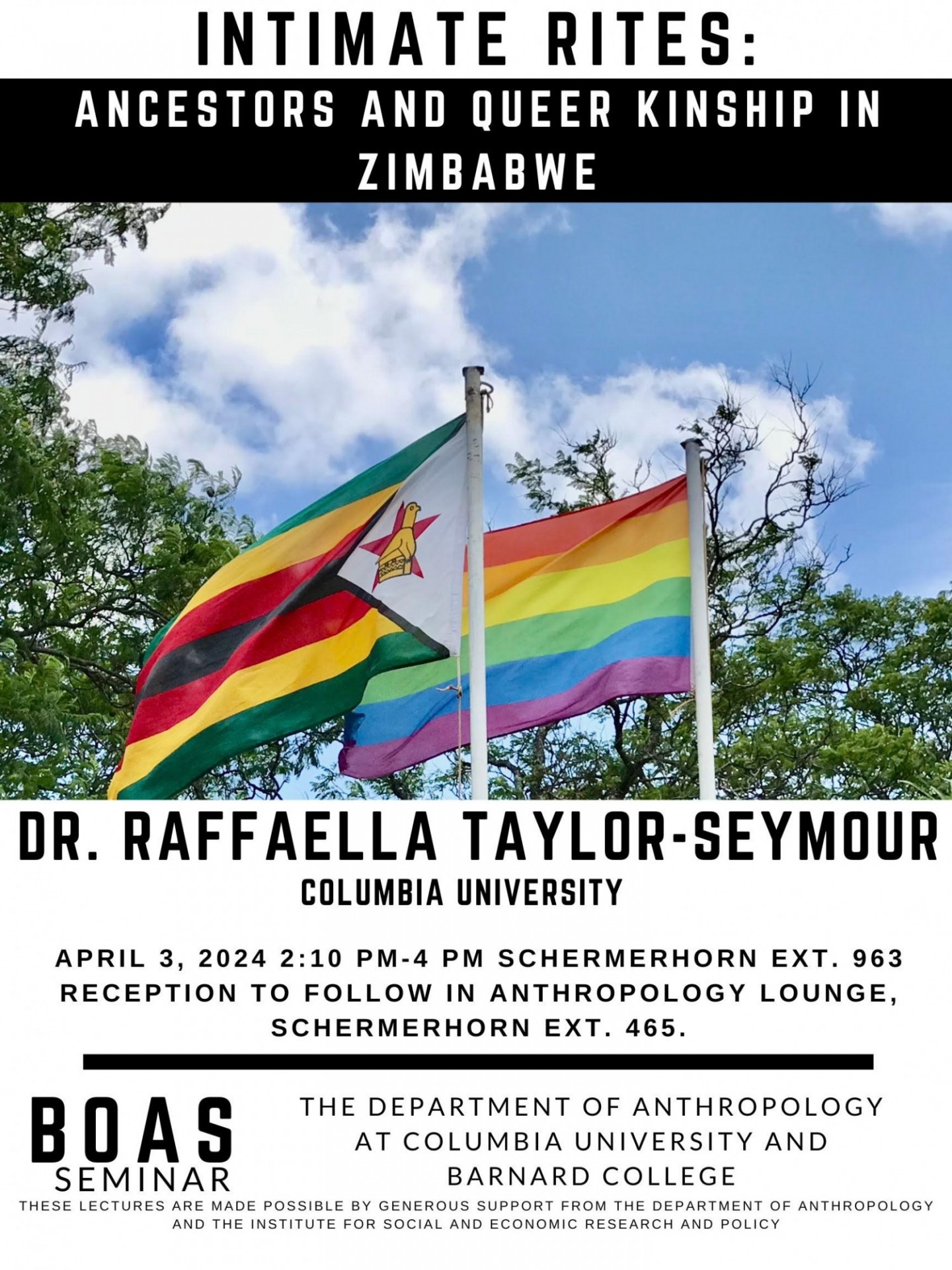 Dr. Raffaella Taylor-Seymour: Intimate Rites: Ancestors and Queer Kinship in Zimbabwe flyer 
