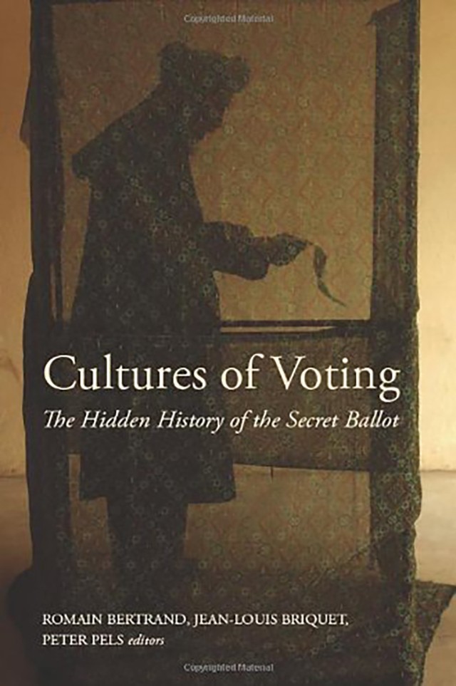 Book cover depicting a shadow of a figure in a voting booth.