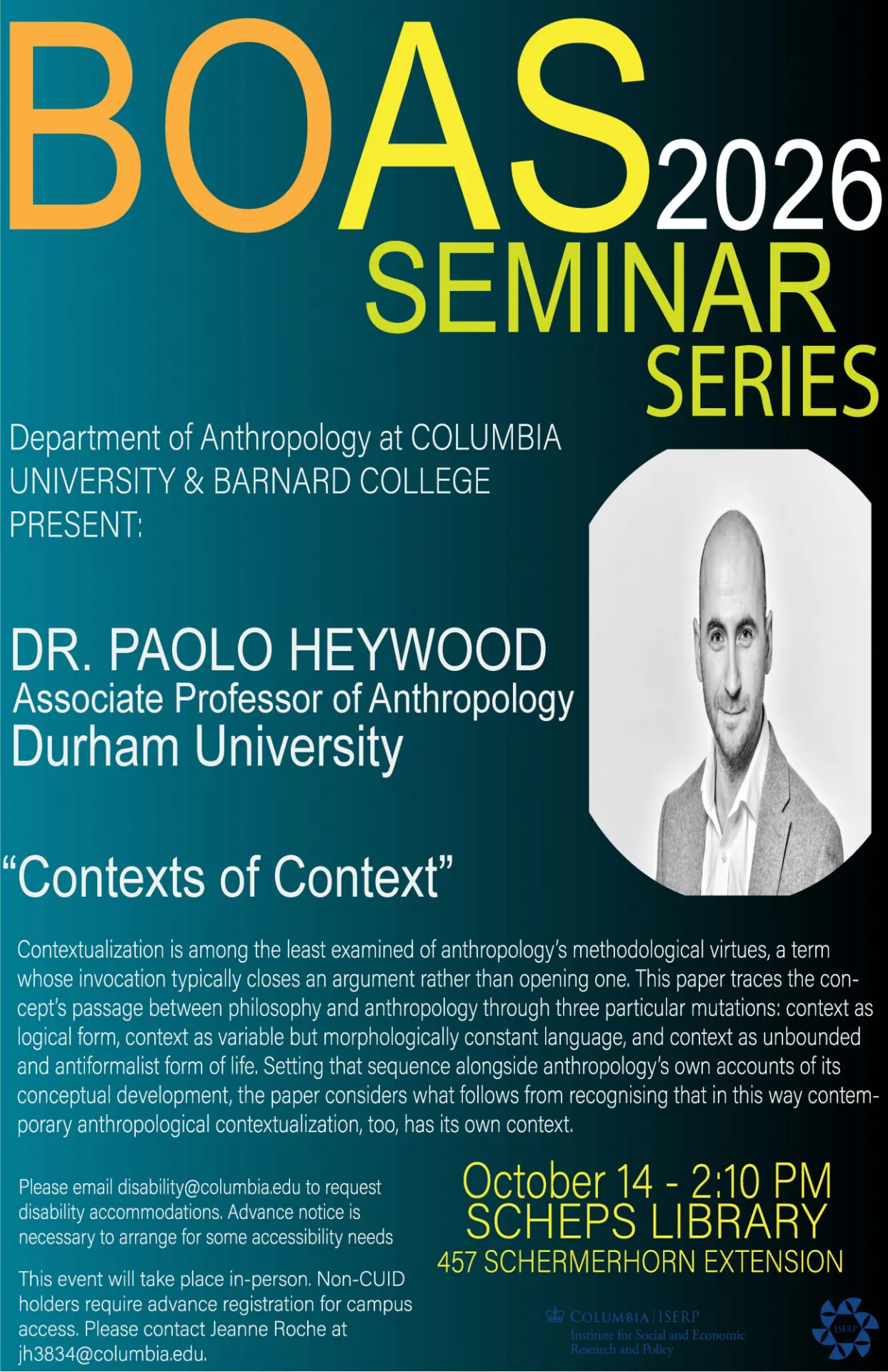 Boas Seminar: Paolo Heywood