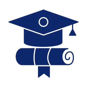 Mortarboard hat and certificate, icon