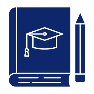 BOOK WITH MORTAR BOARD AND PENCIL