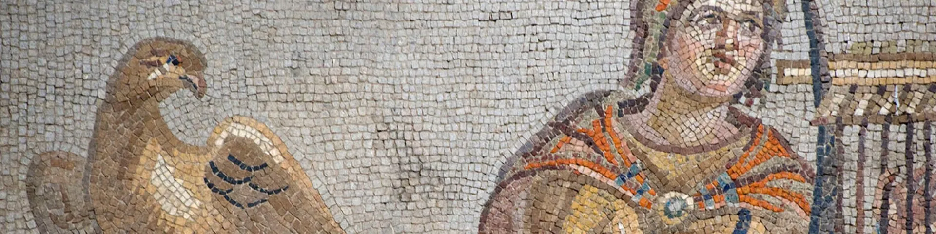 MOSAIC, FALCON WITH HARPIST (ORPHEUS)