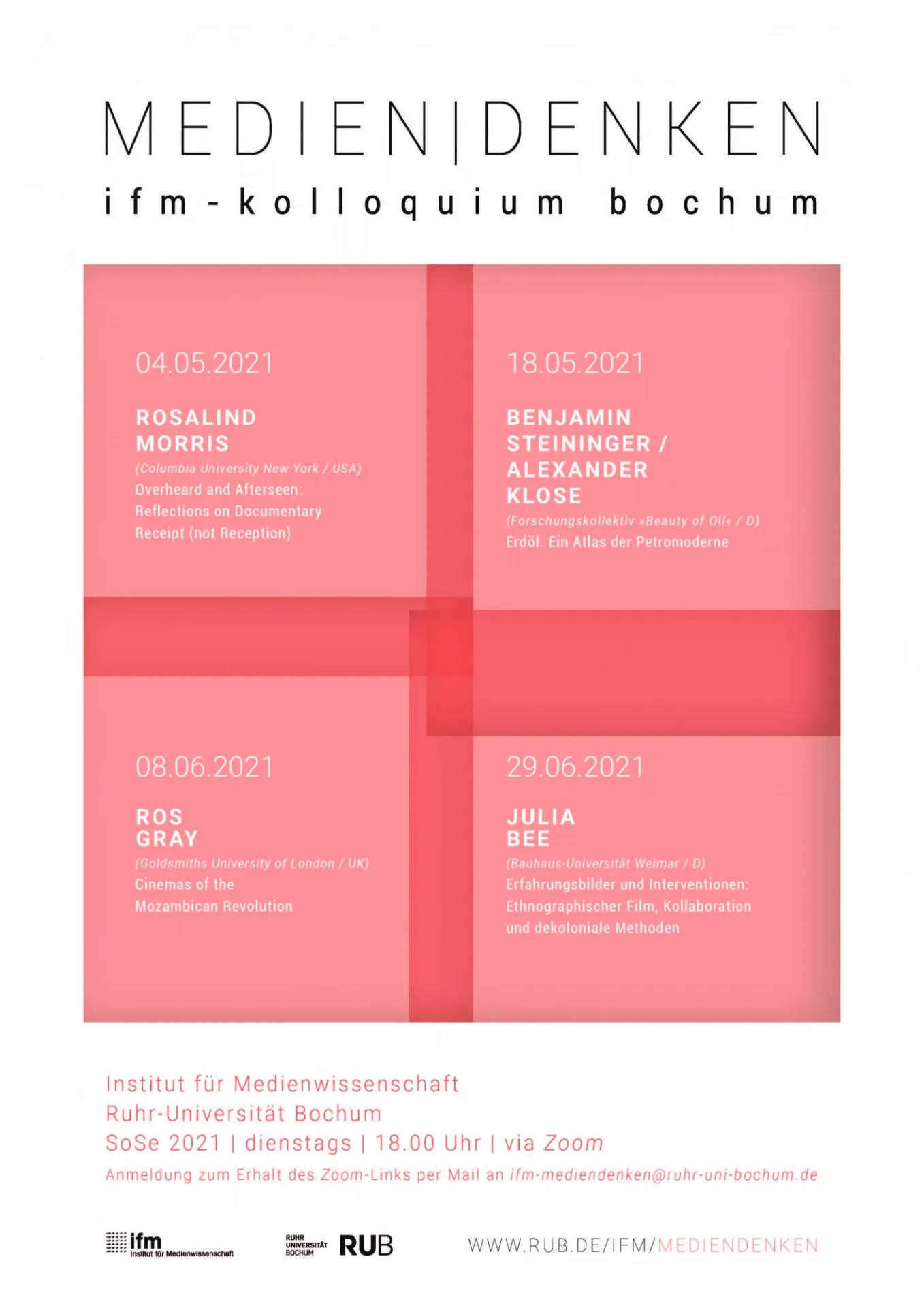 Poster: Mediendenken (Media Thought): With notice of Rosalind Morris's lecture