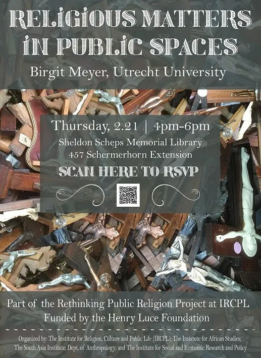 Event poster for Birgit Meyer's "Religious Matters in Public Spaces"