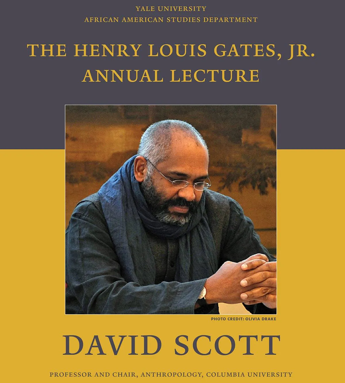 Poster for the event featuring a headshot of the speaker.
