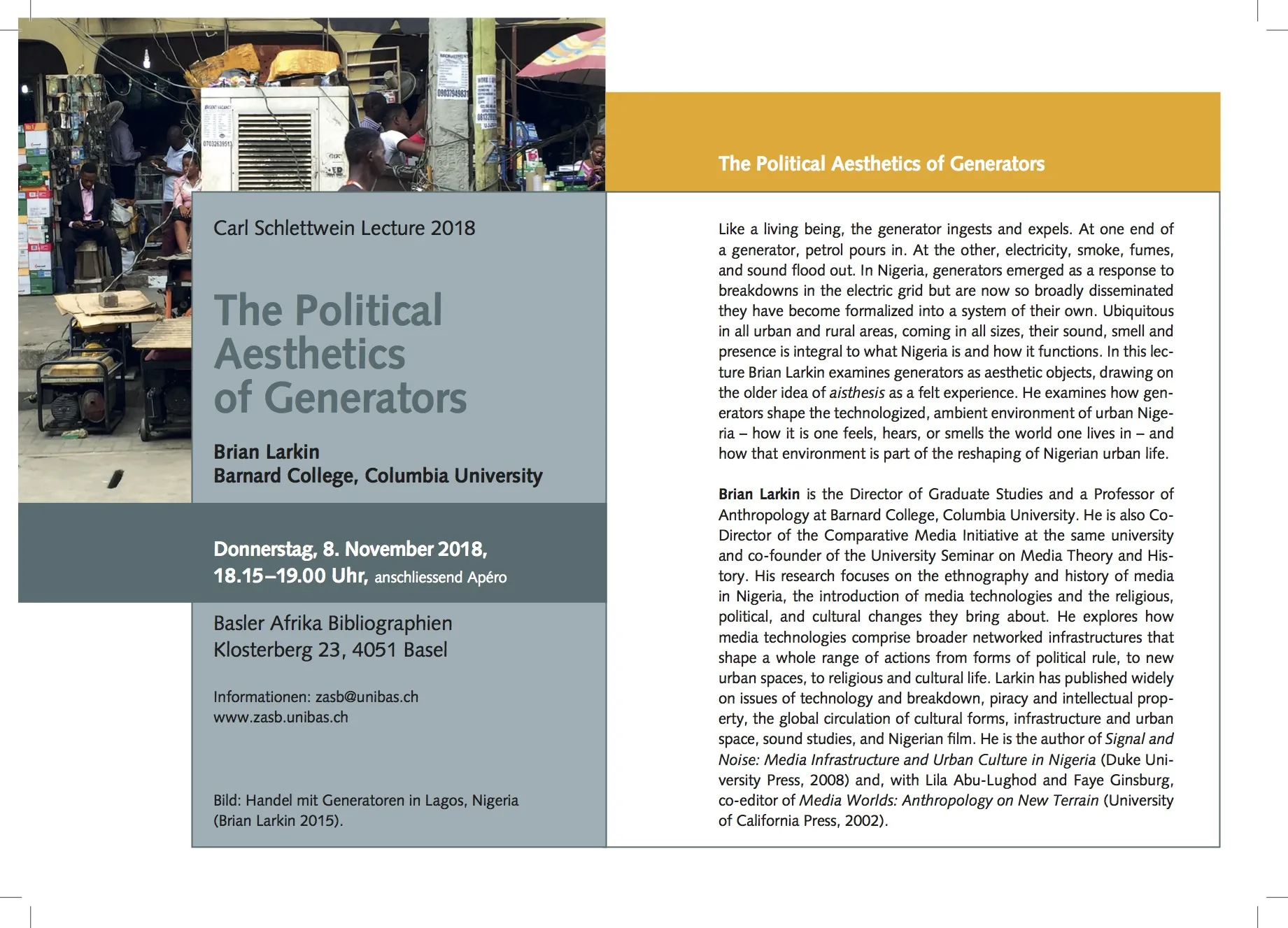 Poster for the event with summary text.