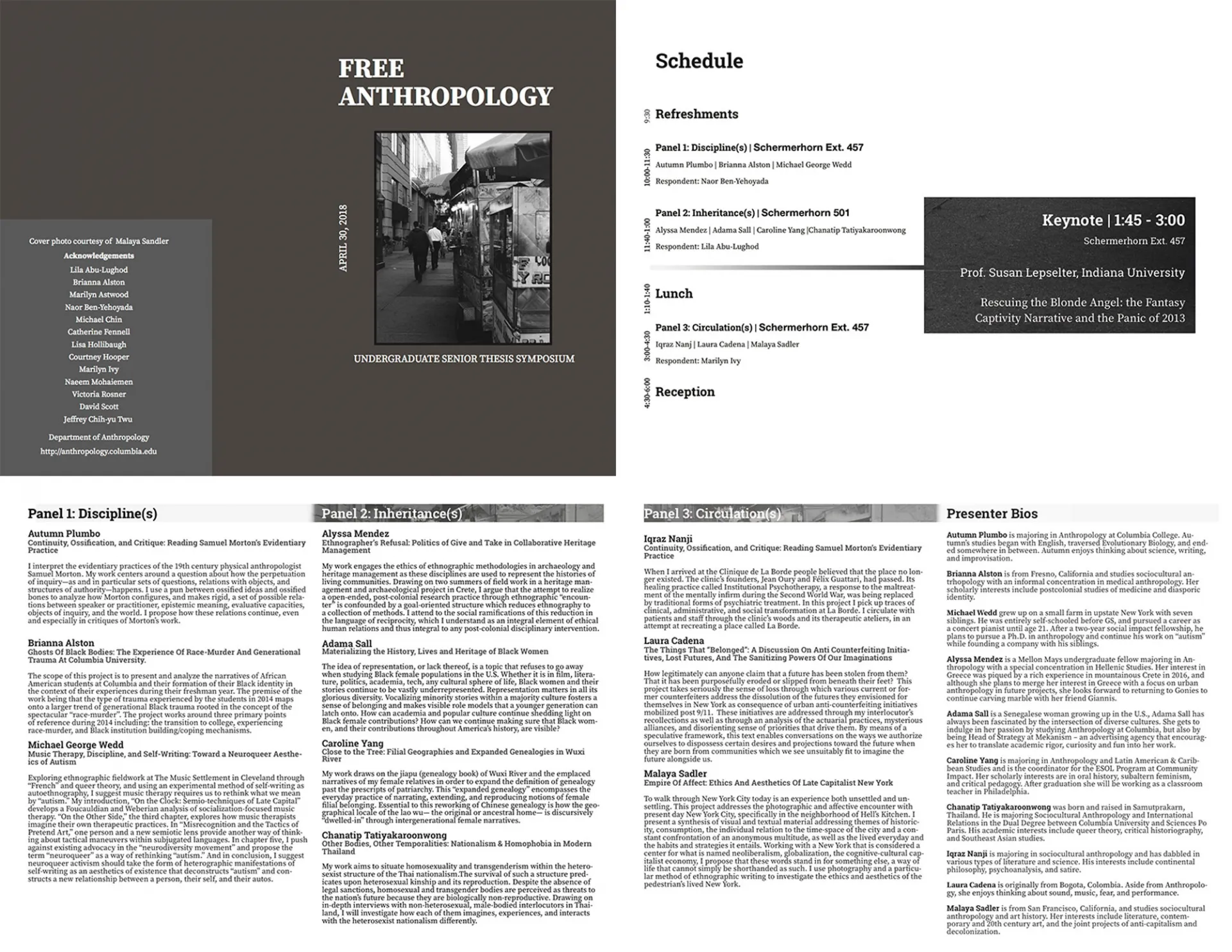 Senior thesis symposium brochure