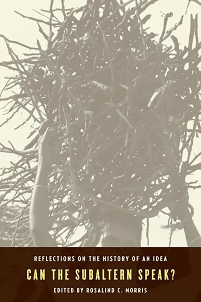 Book cover featuring a figure carrying a bramble over their head.