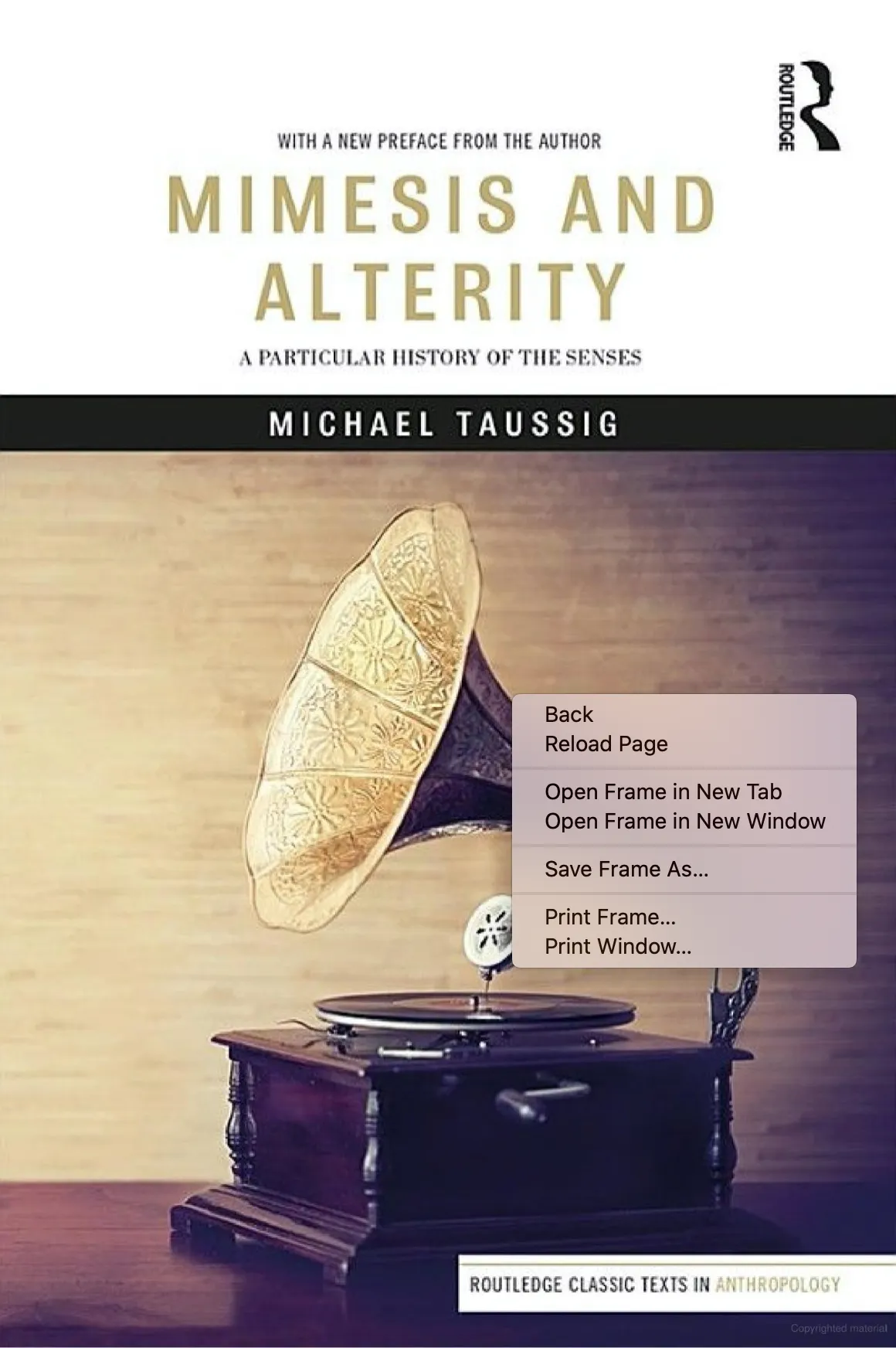 Book cover: Michael Taussig, Mimesis and Alterity