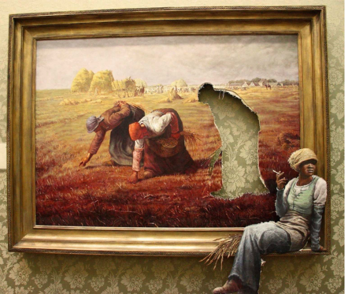 Banksy’s untitled appropriation of François Millet’s painting The Gleaners.