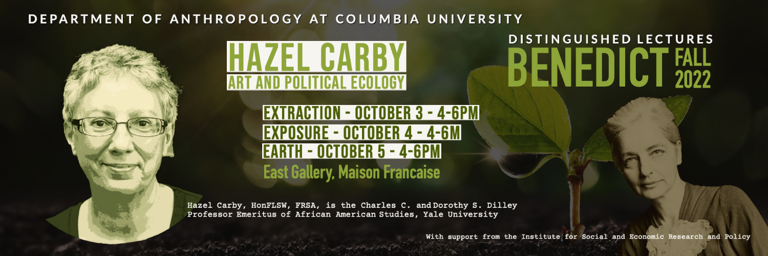 Benedict Fall 2022 Distinguished Lecture banner: Hazel Carb, Art and Political Ecology