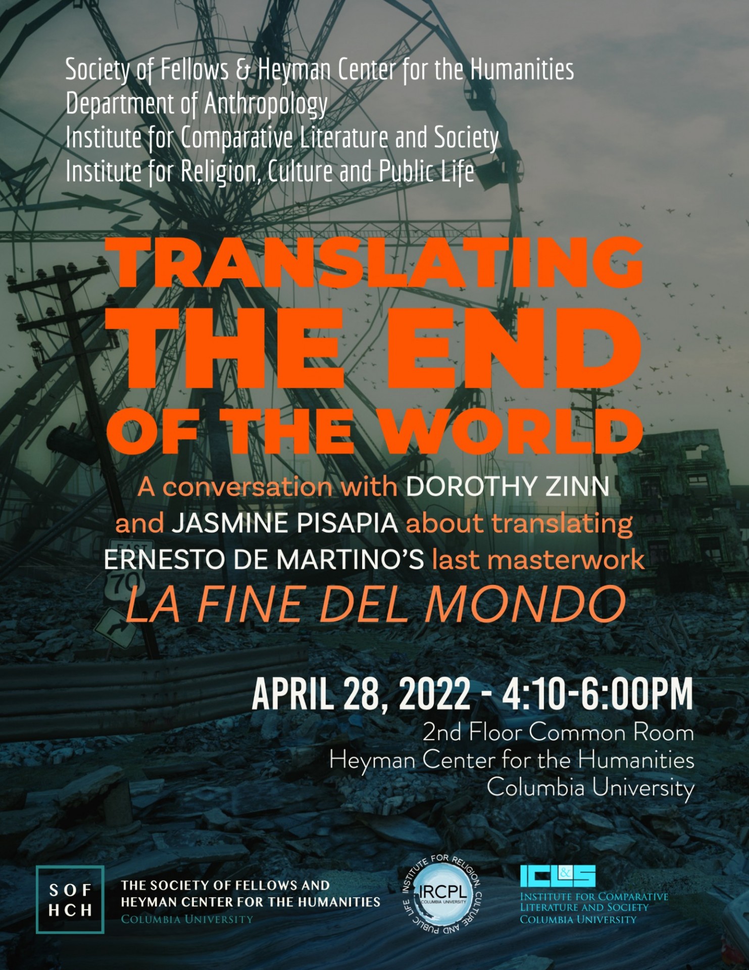 Poster: Translating the End of the World: a conversation with Dorothy Zinn and Jasmine Pisapia