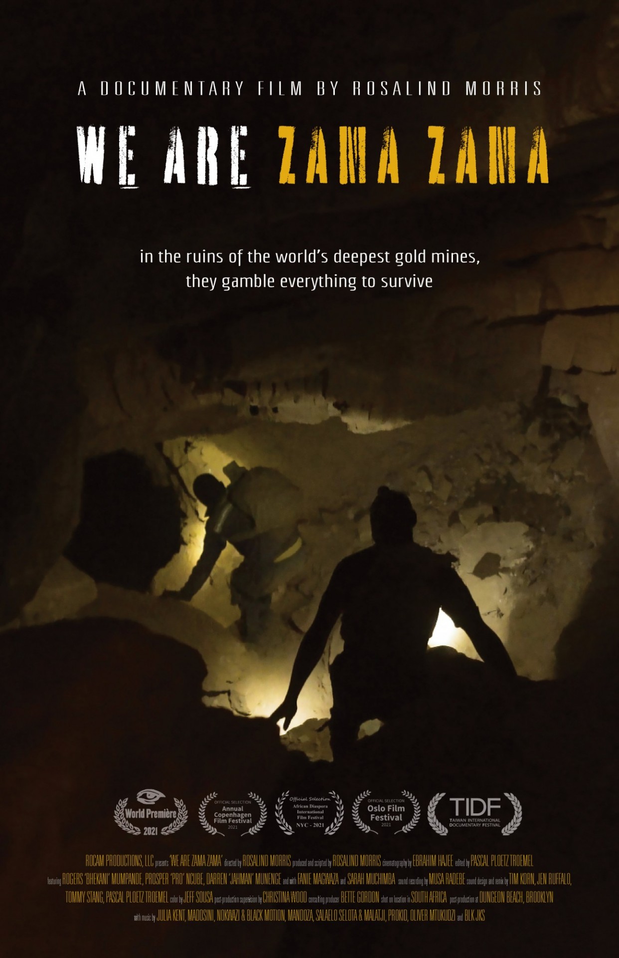 Official poster: We are Zama Zama, documentary film by Rosalind Morris
