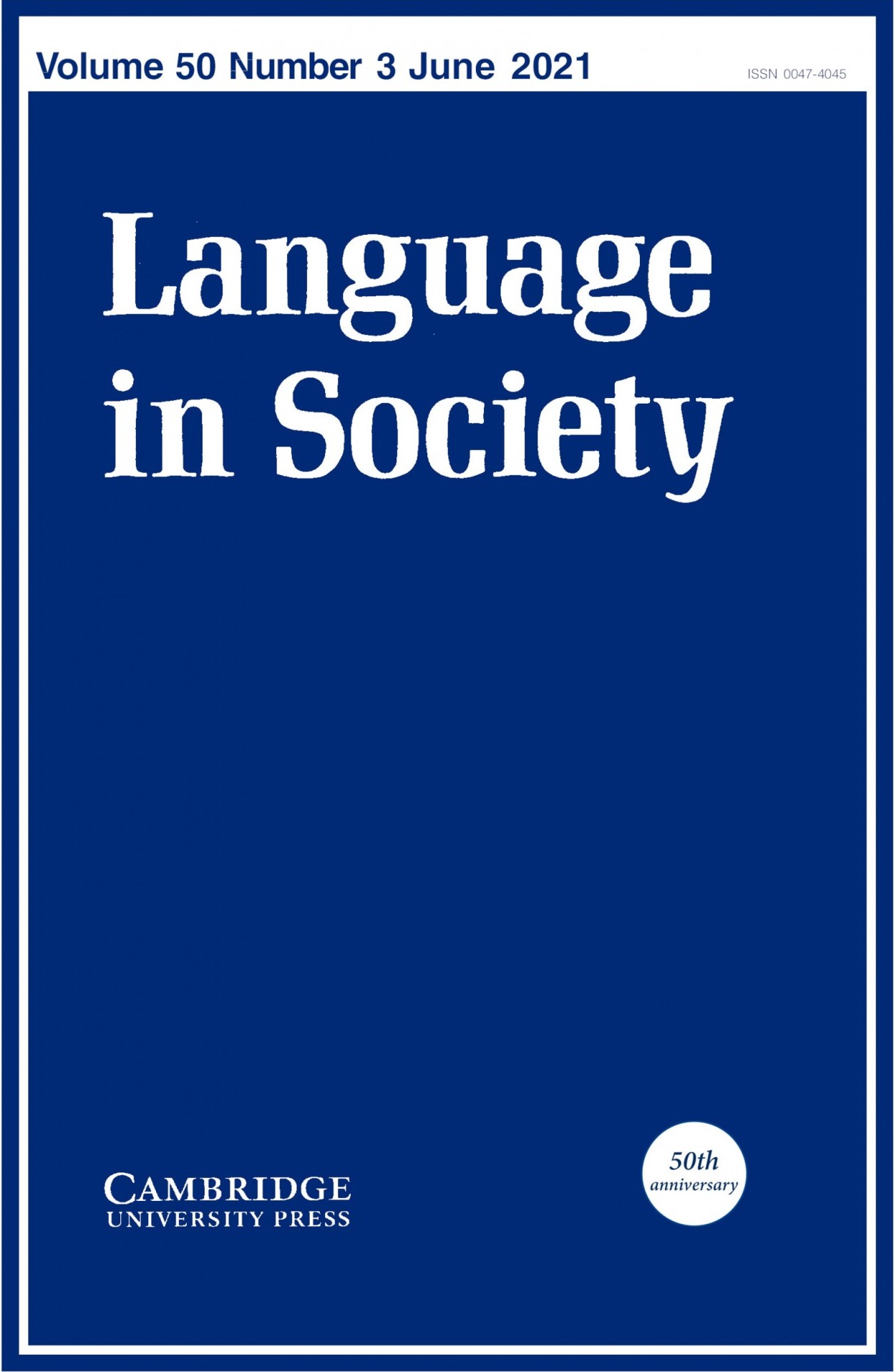 Journal Cover: Language in Society