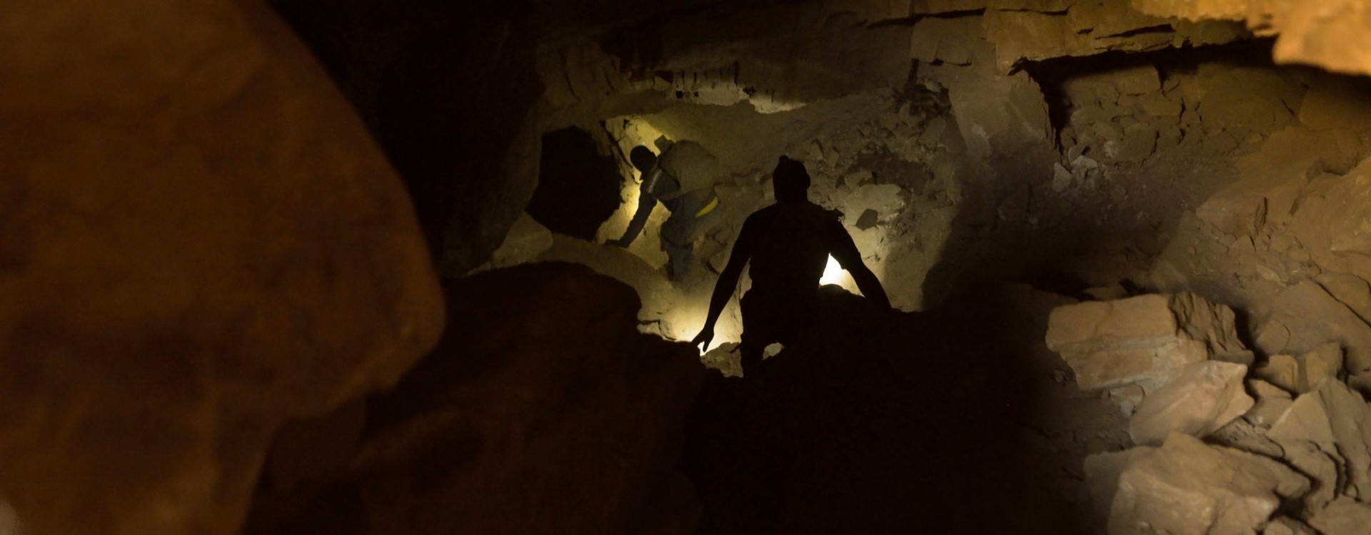 Still from 'We are Zama Zama' @ Rosalind C. Morris, men descending in gold mine