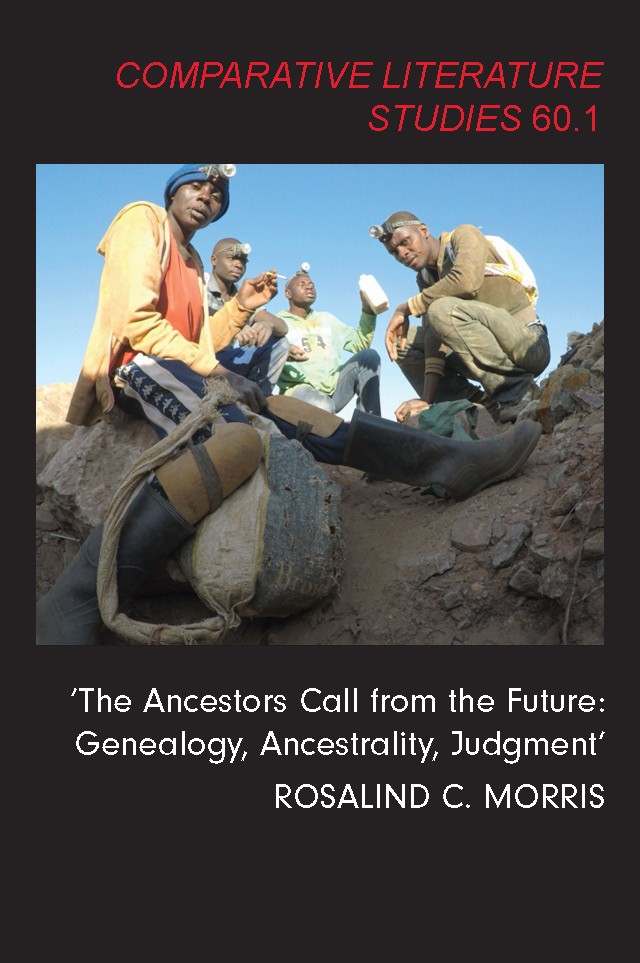 Publication Card: Rosalind C. Morris, 'The Ancestors Call from the Future: Genealogy, Ancestrality, Judgment' (image of four men making offerings at entrance to mine)