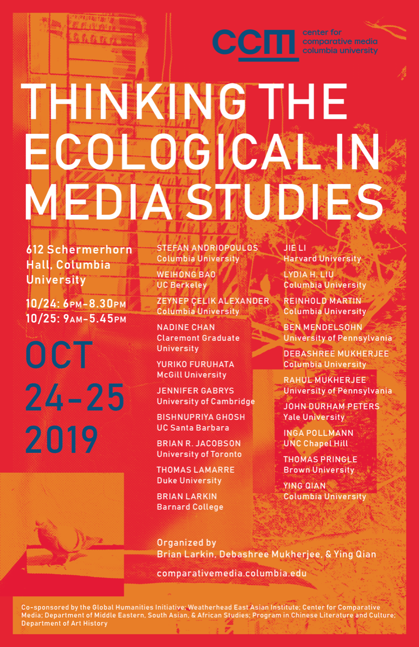 Thinking the Ecological in Media Studies event poster.