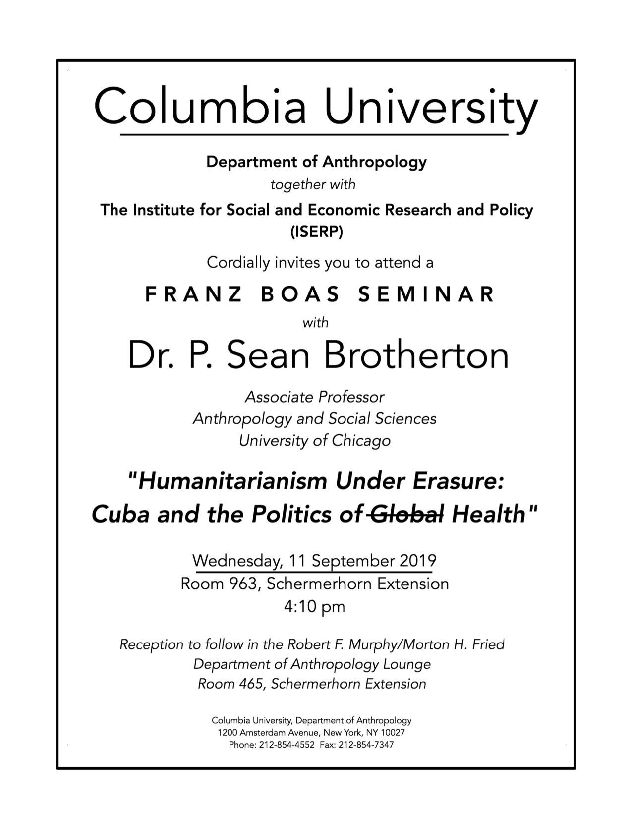 Event poster for Seminar