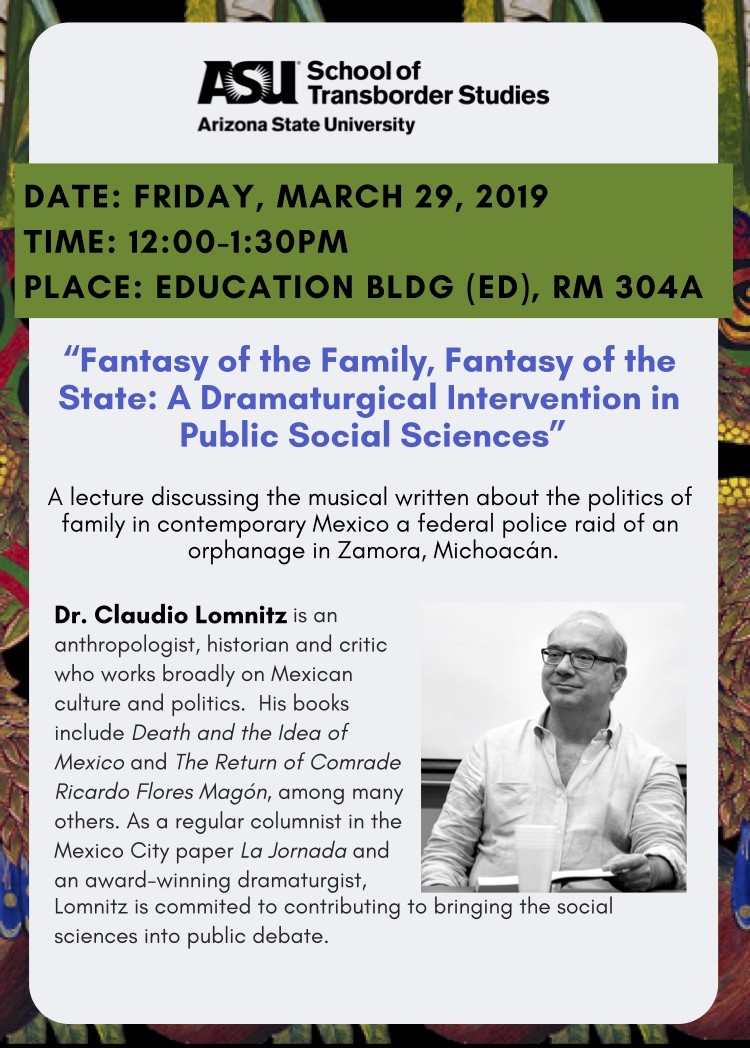 Lomnitz Talk Poster Poster for the event with summary text and a headshot of the speaker.