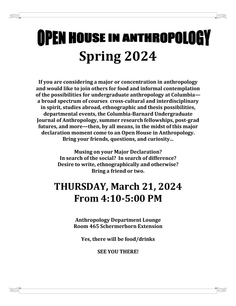 Open House in Anthropology Spring 2024 Flyer