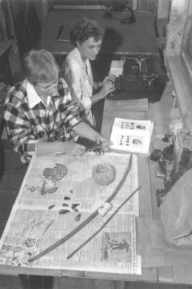 Figure 6. Elaine Bluhm and Vivian Broman cataloging artifacts on the 1952 Archaeological Expedition to the Southwest (courtesy the Field Museum, A94207).