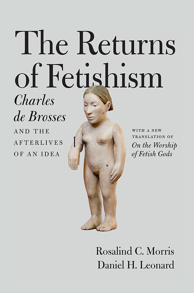 Book cover showing a grey background with a wooden human figure in the center.