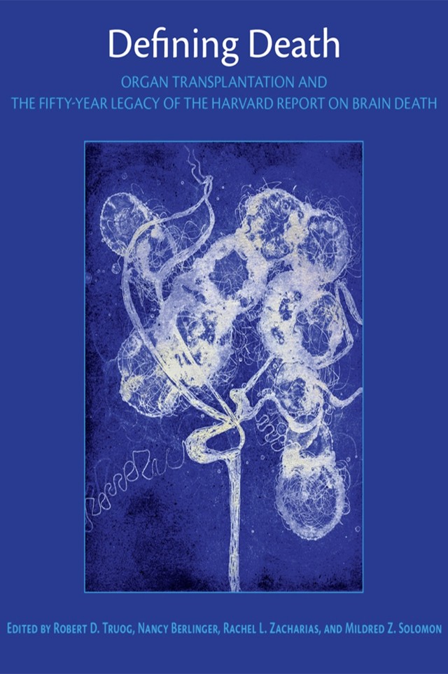 Blue cover with biological design 