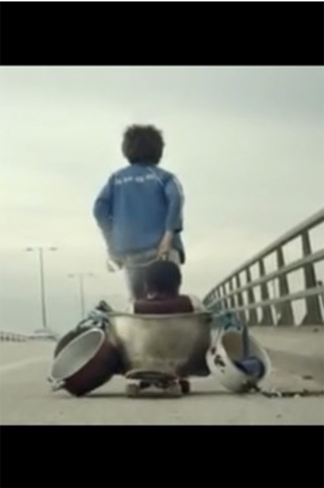 child walking on the road
